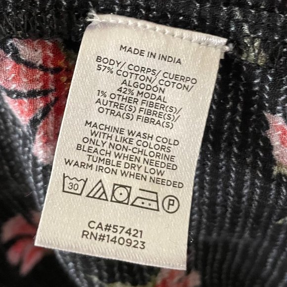 LOFT Black Floral Long Sleeve Blouse - Size L - Picture 8 of 8